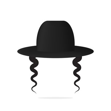 Jewish hat and earlock wig .