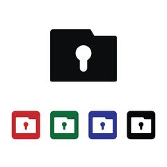 Folder, keyhole, private, icon, flat. Element of security for mobile concept and web apps illustration. Thin flat icon for website design and development, app. Vector icon