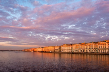 Fototapeta na wymiar Sunset on the river, Petersburg, Russia