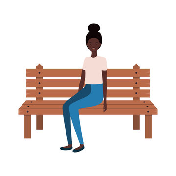 woman sitting in park chair on white background