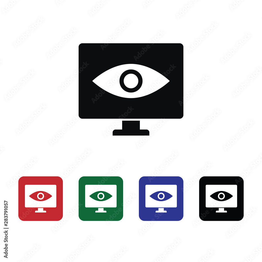 Poster computer, control, remote, spy, icon, flat. element of security for mobile concept and web apps illu