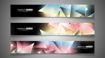 Fototapeta premium banner collection. abstract background with luminous triangles that overlap. isolated black background. vector illustration of eps 10