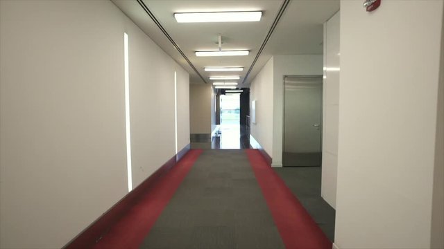 Empty office hallway - slow motion