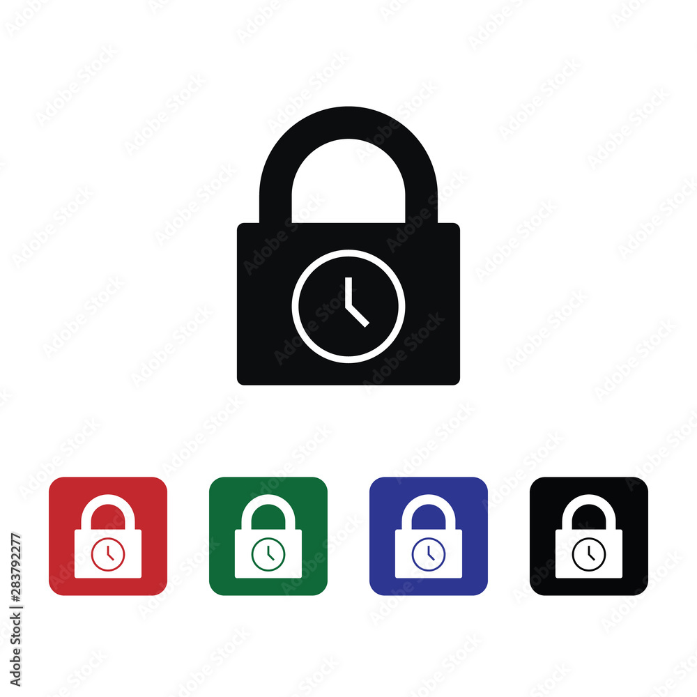 Aufkleber lock, secure, time, icon, flat. element of security for mobile concept and web apps illustration. th