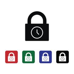 Lock, secure, time, icon, flat. Element of security for mobile concept and web apps illustration. Thin flat icon for website design and development, app. Vector icon