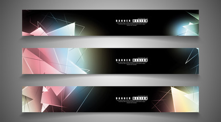 Fototapeta premium banner collection. abstract background with luminous triangles that overlap. isolated black background. vector illustration of eps 10