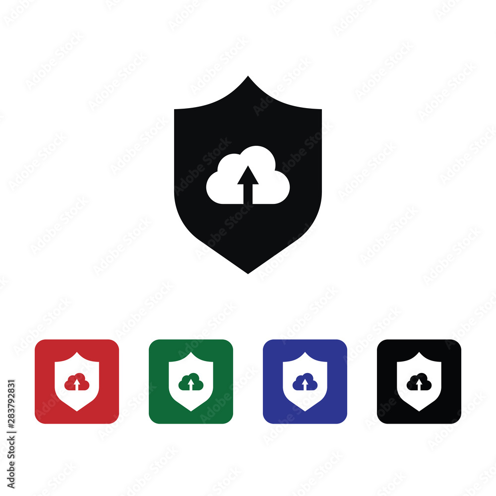 Poster cloud, protection, security, shield, icon. element of security for mobile concept and web apps illus