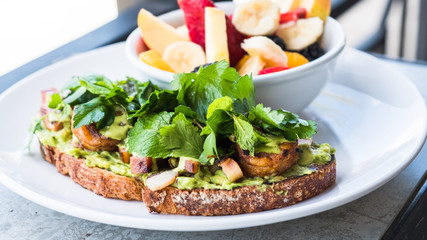 Avocado toast with fruit