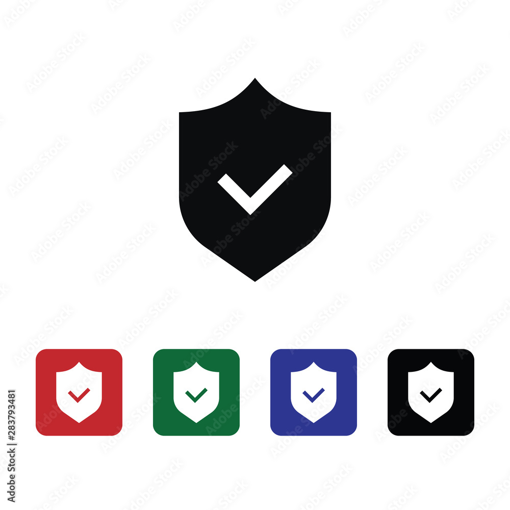 Poster check, protection, security, shield, icon. element of security for mobile concept and web apps illus