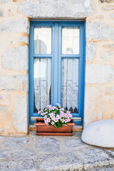 Fototapeta na wymiar nice colorful doorin greek old alley