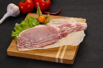 Raw pork bacon