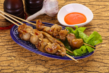 Chicken skin skewer