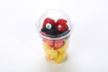 Sliced fruit mix in the box