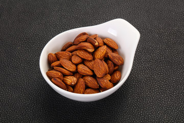 Almonds nuts heap