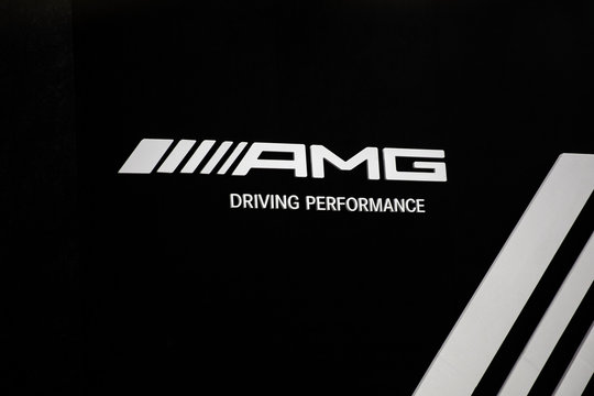 Sign of Mercedes-AMG company. Mercedes-AMG GmbH is brand used by Mercedes-Benz, founded in 1967.