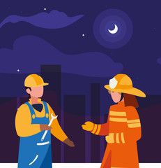 couple of professional workers on the night