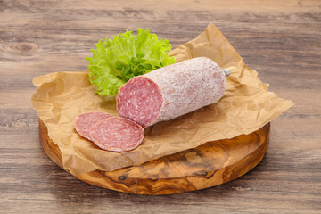 Italian dry Saliami pork sausage