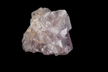 Macro mineral amethyst quartz stone on a black background