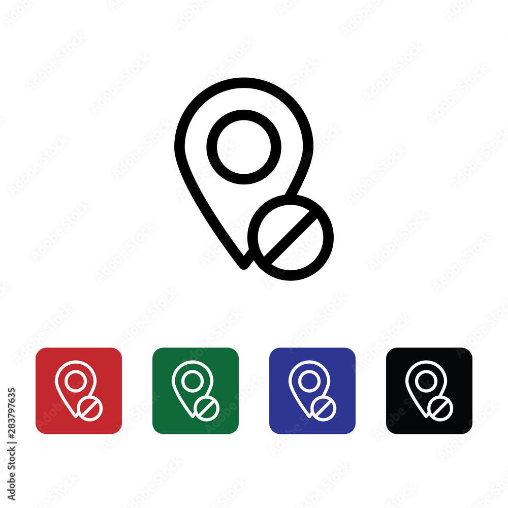 Aufkleber location, block, vector icon. can be used for web and mobile. navigation and map vector icon