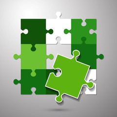 Abstract background from bright puzzle pieces. The composition is an unfinished puzzle.