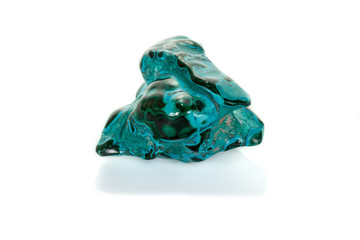 Fototapeta premium Macro mineral stone malachite Chrysocolla on a white background