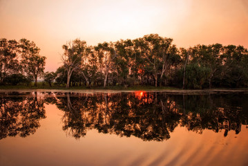Twilight sunset at the swamp at the outback in Northern Australia – wallpaper