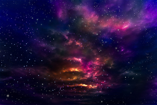 Abstract colorful star and nebular and galaxy background.