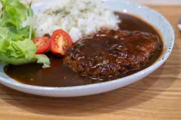 Japanese Hamburg steak with rice.