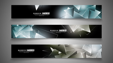 Fototapeta premium banner collection. abstract background with luminous triangles that overlap. isolated black background. vector illustration of eps 10