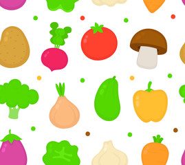Cute vegetable collection set seamless pattern