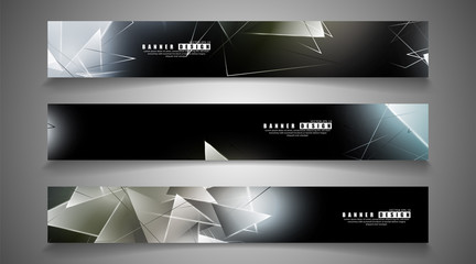 Fototapeta premium banner collection. abstract background with luminous triangles that overlap. isolated black background. vector illustration of eps 10