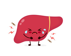 Sad suffering sick cute liver character