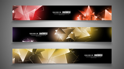 banner collection. abstract background with luminous triangles that overlap. isolated black background. vector illustration of eps 10