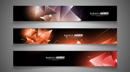 banner collection. abstract background with luminous triangles that overlap. isolated black background. vector illustration of eps 10