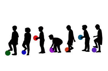 boys playing football silhouette vector