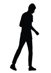 teenger boy walking, silhouette vector
