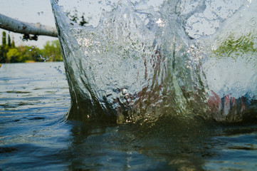  A big splash of blue water on the river.