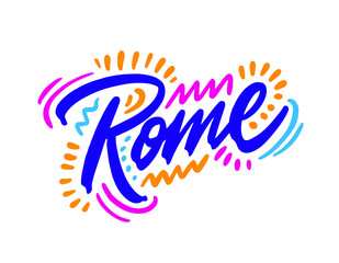 Rome handwritten city name.Modern Calligraphy Hand Lettering for Printing,background ,logo, for posters, invitations, cards, etc. Typography vector.