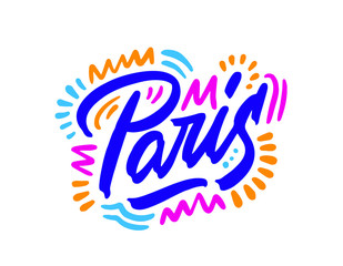 Paris handwritten city name.Modern Calligraphy Hand Lettering for Printing,background ,logo, for posters, invitations, cards, etc. Typography vector.