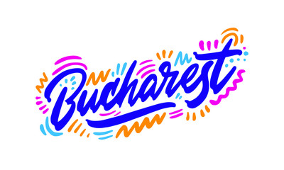 Bucharest Handwritten city name.Modern Calligraphy Hand Lettering for Printing,background ,logo, for posters, invitations, cards, etc. Typography vector.