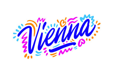 Vienna Handwritten city name.Modern Calligraphy Hand Lettering for Printing,background ,logo, for posters, invitations, cards, etc. Typography vector.