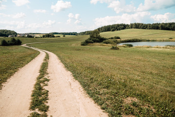Fototapeta na wymiar rural roads, rural village landscape