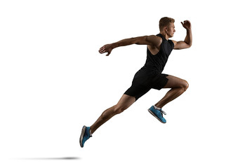 Man running. Isolated on white