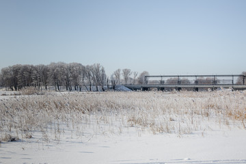 winter landscape with river and sky