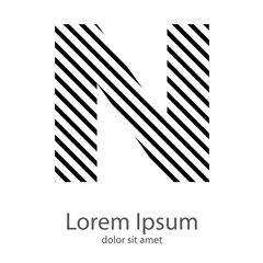 Logotipo con letra N con patrón rayado en diagonal en color negro 