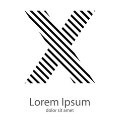 Logotipo con letra X con patrón rayado en diagonal en color negro 