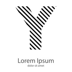 Logotipo con letra Y con patrón rayado en diagonal en color negro 