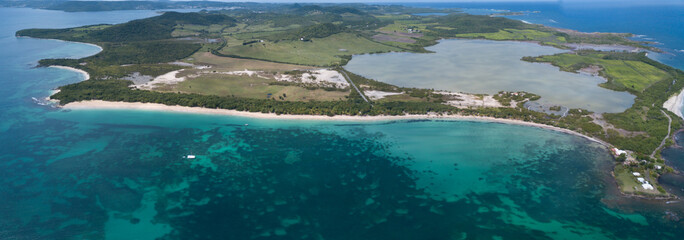 Obraz premium Views of Martinique beach and mountain from above, in the caribbean islands