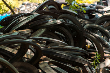 recycling old car tires landfill rubber waste dump