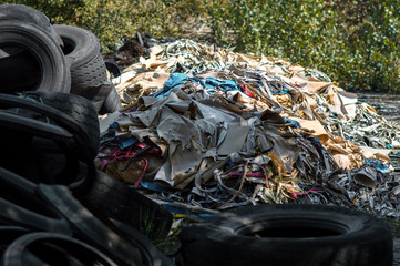 recycling old car tires landfill rubber waste dump